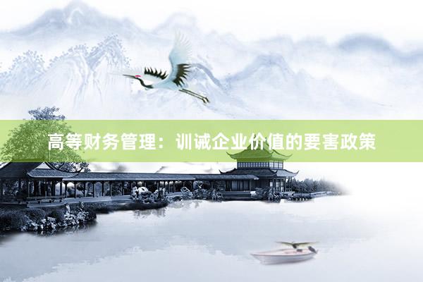 高等财务管理：训诫企业价值的要害政策