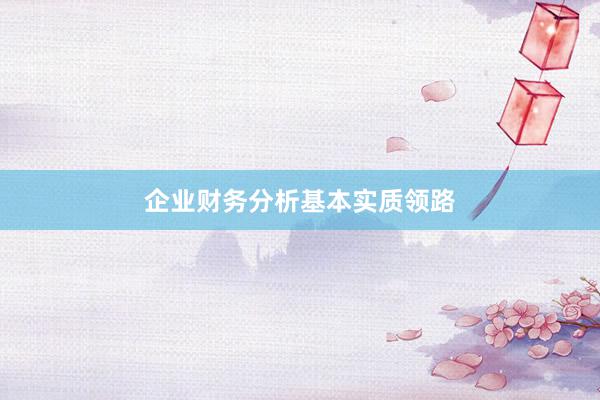 企业财务分析基本实质领路